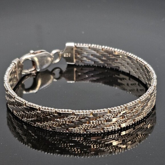 Bel Oro Richline 925 STERLING SILVER 7" Weaved BRACELET 22 Grams Woven Design - Picture 13 of 15